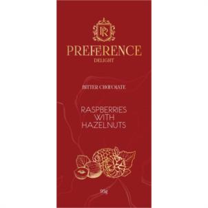 PREFERENCE DELIGHT BITTER CHOCOLATE RASPBERRIES WITH HAZELNUTS 95g